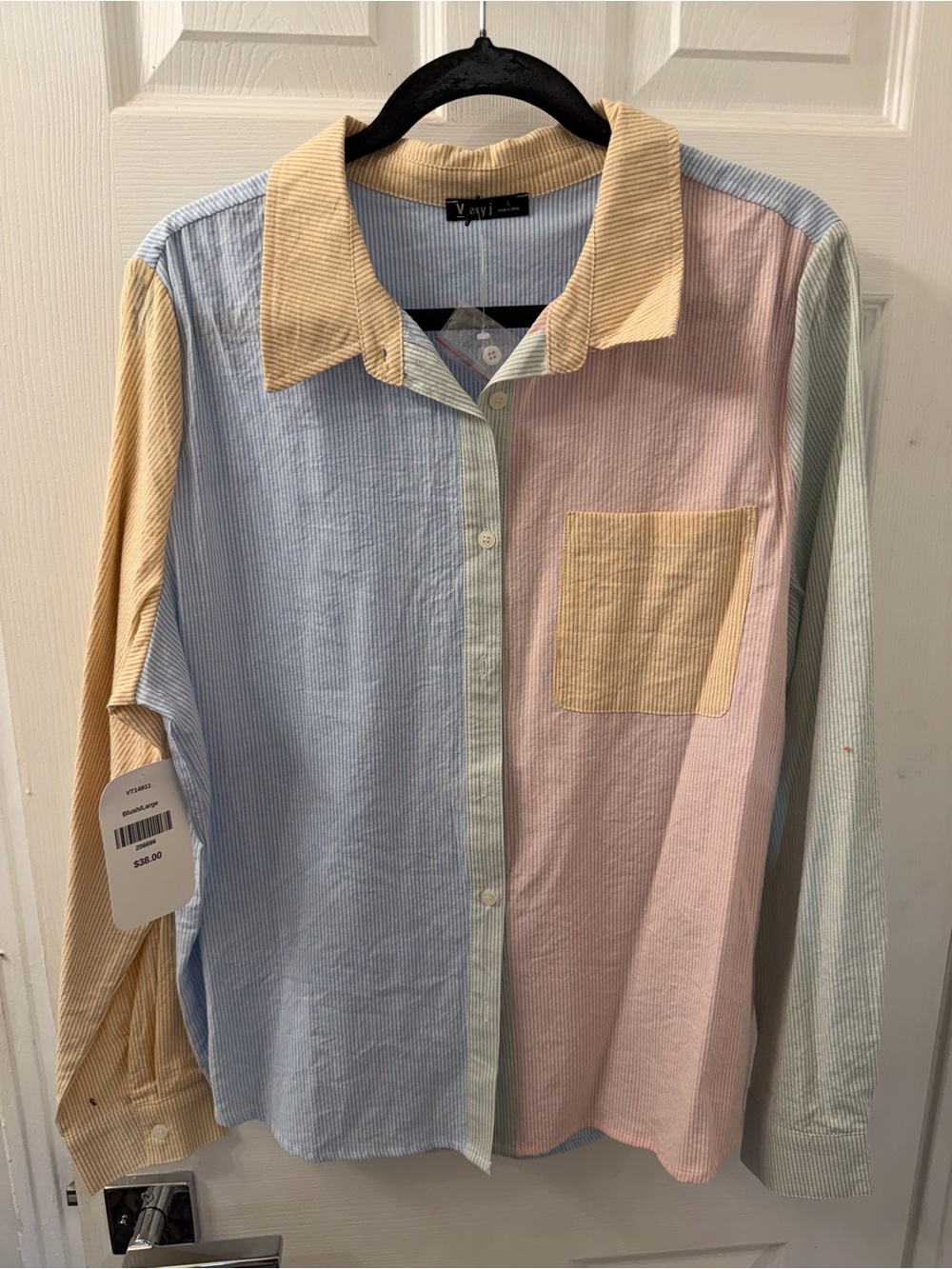 Patchwork Pastel Button-Up Shirt - Multi Pastel